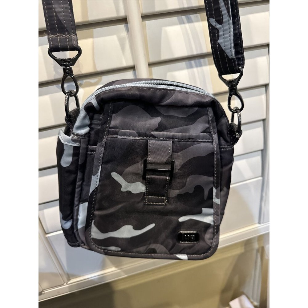 LUG Can Can Crossbody Gray/Black Camo Print Belt Bag